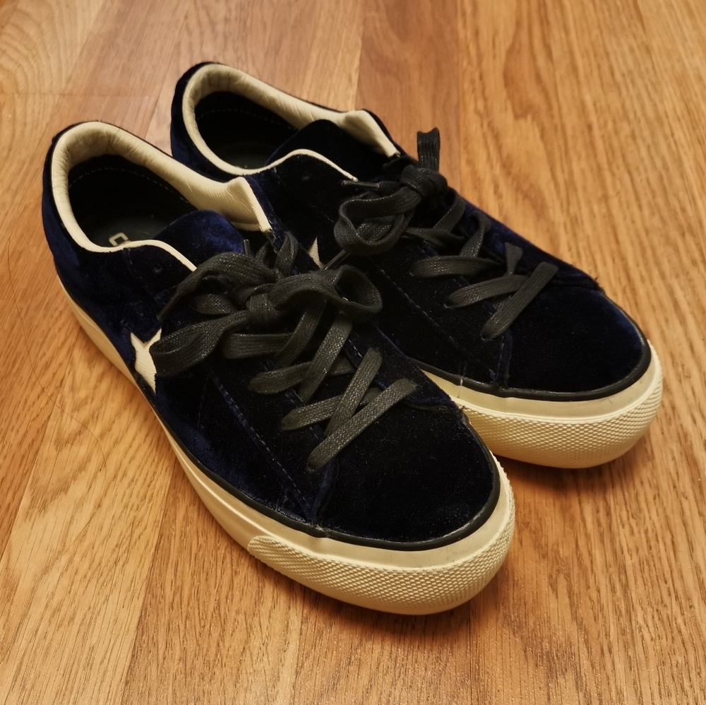 Blue Velvet Platform Converse